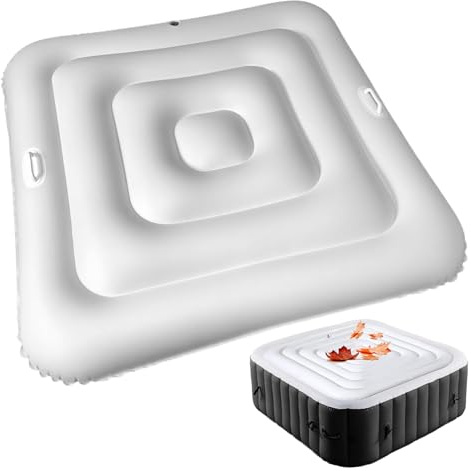 Générique Couvercle De Spa Gonflable, Couverture De Spa Gonflable avec Poignées, Couvercle Gonflable Carré De 135 Cm pour Spa Paresseux, pour Spa Coupe-Vent, Résistant à La Pluie Et à La Neige, Isolé
