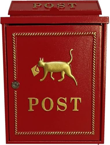 MNBVH Boîte Aux Lettres à Serrure Décorative Extérieure, Boîte Aux Lettres Murale Rétro en Fonte, Chat Décoratif De Jardin(Color:A)