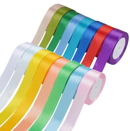 Zythrem 16 Farben Satinband Bänder, 25mm x 23m Farbe Satinband, Polyester Schleifenband, Dekoration Geschenkband für Heimwerkerkunst Handwerk, Schleifen, Hochzeitsdekoration