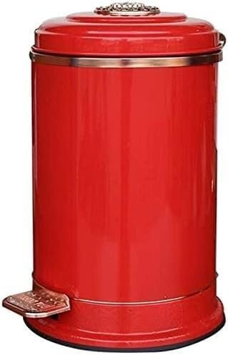 VUIKLCty Poubelle Couleur Unie Poubelle Salon Poubelle Vintage Salle de Bain Poubelle Rouge INOX pédale Poubelle