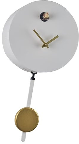 Eble Kuckucksuhr Moderne Kuckuckuhr Modern Design Kuckucksuhr Quarz modern weiß Gold 19cm- 29159
