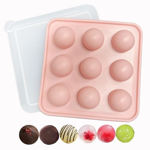 duoyif Moule Silicone Sphere Petite Ø 2 cm 9 Cavités Moule Silicone Mini Bille, Moules Sphérique Pour Chocolat Pralines Bonbons Boule De Glaçon boules de décoration de gâteaux (rose, 9Cavités Ø20mm)