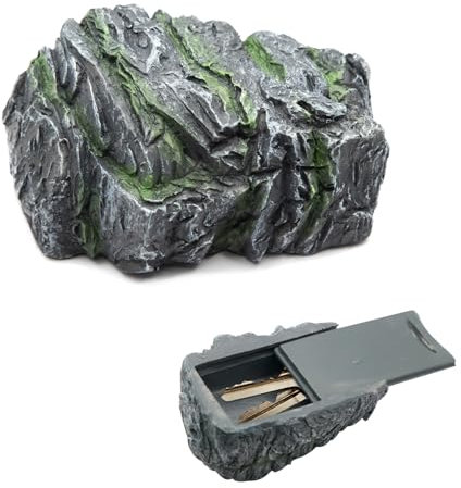 Vikrami lighting Outdoor Fake Rock Key Storage Box,Spare Key Simulate Stone Keys Case for Home Garden Yard Outdoor Decor, Hider Decoration Safe Holder Stone（Bottom inner size:8.5 * 4 * 1.7cm）