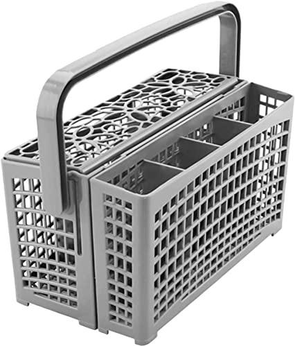 NUOBESTY Panier à Couverts Pour Égouttoir Avec Compartiments Et Anse Bac De Rangement Pratique Pour Vaisselle Compatible Avec Grandes Marques Appareils Électroménagers