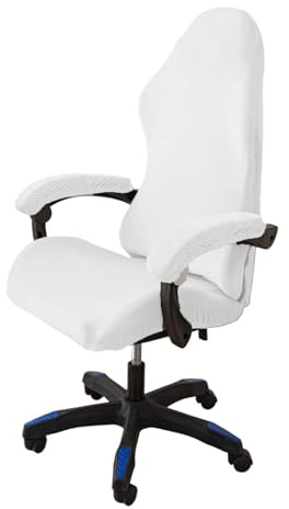 tintoke Gamingstolsöverdrag, set med 4 st, inget gamer-fåtöljöverdrag med armstödsskydd/stolsryggstödsöverdrag, lämpligt för spelstolar (vit)