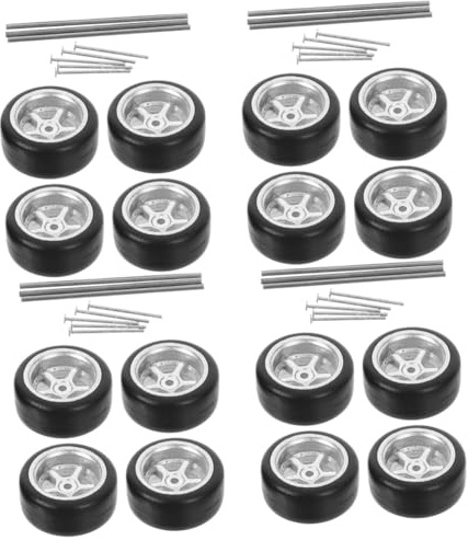 SUPVOX 4 Set Ruote Ricambio Auto Rc Gomma Nera Cerchi Hollow per Modellini Pneumatici Sostitutivi per Veicoli Accessori Compatibili con Auto Telecomandate