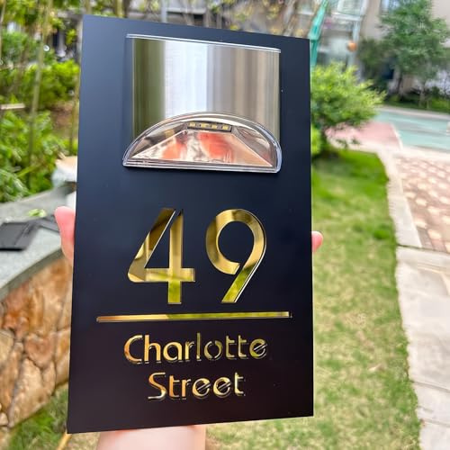 Placa Solar Moderna Personalizada Para Puertas, Números De Casa Para Exteriores Con Iluminación, Números De Casa Iluminados Con LED Para Apartamentos, Letreros De Dirección 3D(18x32cm)