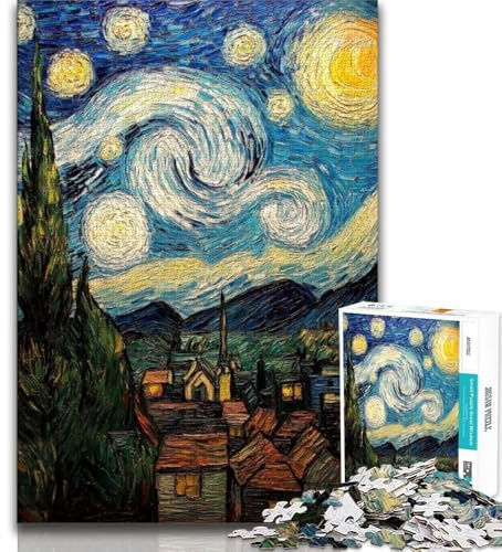 Starry Night Country Puzzle für Erwachsene, 1000 Teile, anspruchsvoll zu vervollständigen, Aber EIN lustiges und humorvolles Geburtstagsgeschenk, Geschenke, Wandkunst (38x26cm)