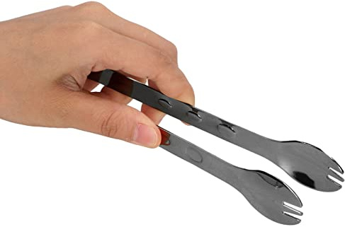 6 pinze per ghiaccio, mini pinze per zucchero, mini pinze da portata in acciaio inox per antipasti da, tè, caffè, dessert (Placcato nero)