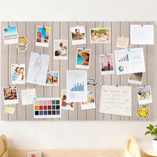 YnewL 90 x 60 cm stor filt anslagstavla självhäftande, dekorativ pinvägg, filtbräda 0,9 cm tjock vikbar fotopanel, memotavlor med 50 häftstift för kontor, skolor, barnrum (mörk kamel)
