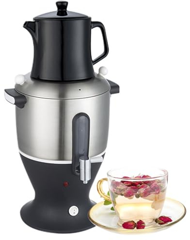 Electric Samovar Turkish Tea Maker, 6L Stainless Steel Double Pot Kettle Infuser with Infuser, for Coffee, Scented Tea, Turkish Tea