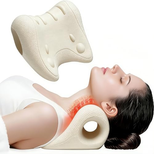 Nackenstrecker, Nackentrainer - Nackenstütze für Nackenkomfort und Entspannung, Ergonomisches Memory-Schaum-Kissen für Büroangestellte, Smartphone-Nutzer, Ältere, Akupressur-Nackenkissen