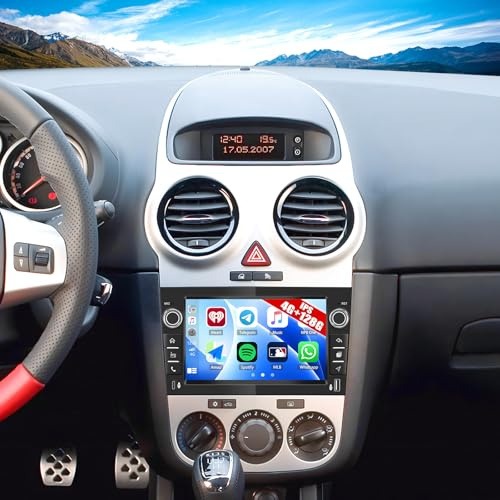 CAMECHO 4G+128G Car Radio for Vauxhall Corsa 2004-2013 / Astra 2004-2011 with Wireless CarPlay Android Auto, 7 IPS Touch Screen Car Stereo with Bluetooth FM RDS GPS WiFi Type-C Backup Camera