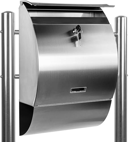 STILISTA Standbriefkasten, V2A Edelstahl, Zeitungsfach, Modellwahl, Halbrund