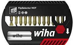 Wiha Bit Set FlipSelector HOT 25 mm mit Torsionszone Schlitz, Phillips, Pozidriv 13-tlg. 1/4 (39031), Bithalter, Set, Öffnen per Knopfdruck, schneller Bitwechsel, passt in die Hosentasche