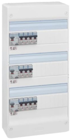 LEGRAND - Tableau Électrique Pré-équipé 3 Rangées Drivia - Equipé de Disjoncteurs et Interrupteurs Différentiels - Pour Logement T4 - Fabriqué En France - Blanc