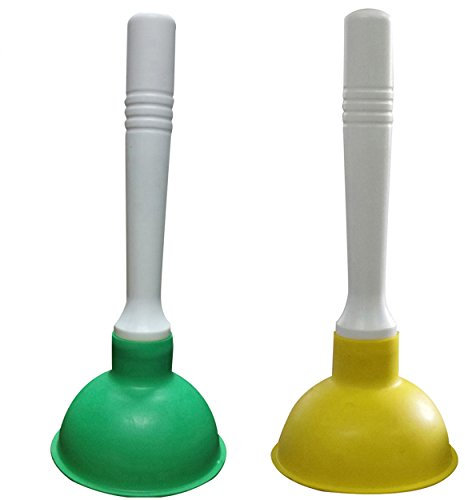 Condello Casa Small Plunger Pump Liquid Plumber Clog Remover Cleaner Unclogger Tool for Toilet,Kitchen Sink Drain,Bathroom Shower Tub with Portable 4 Inch Cup and 9 Inch Handle (Green+Yellow)