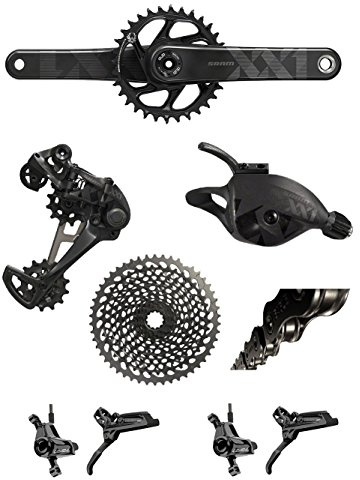 SRAM XX1 Eagle Dub 170 Gruppe mit Bremsen 170mm 34T 10-50T Schwarz | Fahrrad-Hinterradfederungsstoßdämpfer