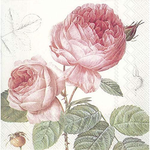 IHR Elisabeth Papierservietten, Rosen-Design, 33 cm, quadratisch, 20 Stück