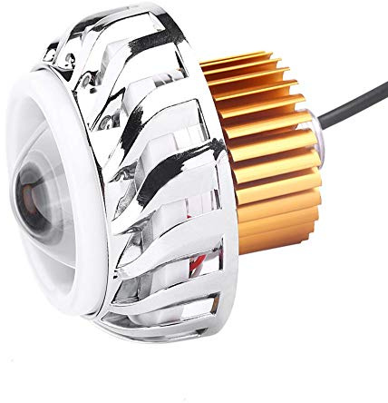 Fydun Motorcycle LED Headlight Projector Dual Angel Devil Eye Head Lampada Cyclone-Type(Blu + Rosso)