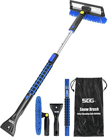 SEG Direct 100CM Varillas de Batir Extensibles para Coche, con Rascador de Hielo y Mango de Espuma Extensible para Coche, Camión, SUV, MPV, Durabilidad, Negro y Azul