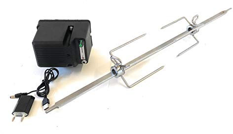Girarrosto per barbecue SPIRIT I e II SERIE 300 alimentazione USB Velocita' Regolabile Spiedo e fermacarne inox portata MAX 12 kg