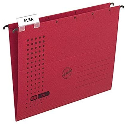 ELBA Hängemappe chic für A4, aus Karton, seitlich offen, rot, 5er Pack