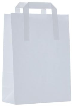 DeinPack 50 Papier Tragetaschen 22 x 10,5 x 30 cm weiß I Umweltschonende Papiertüten Geschenktüten Papiertragetaschen biologisch abbaubar, kompostierbar I weiße Papier Tüten