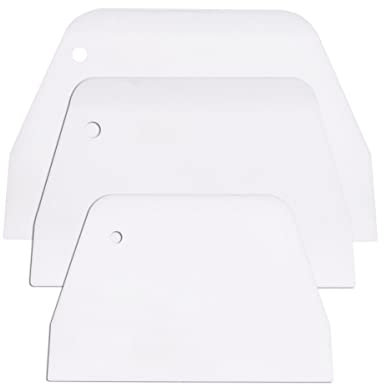ifundom 3 raspadores de pasteles, rascador de masa, pasta de plástico segura para alimentos, rascador de plástico flexible, práctico raspador de bancos multiusos para pan masa, fondant glaseado