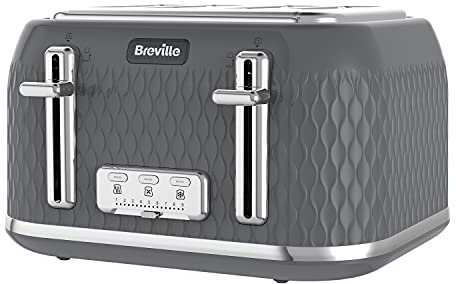 Breville Curve 4 Slice Toaster with High Lift & Wide Slots | Grey & Chrome [VTR013]