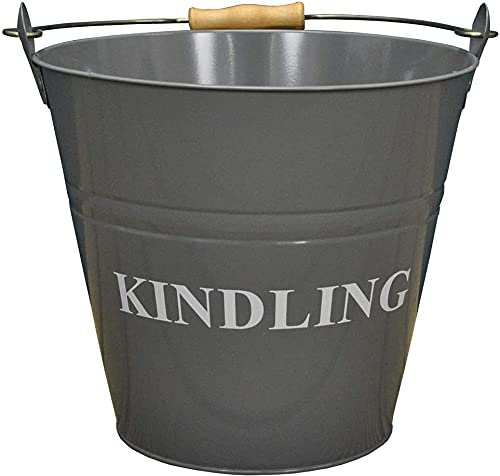 Elex® 15L Vintage Style Kindling Fire Vintage Style Grey Coal kindling Bucket With Carry Handle Fireside