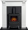Adam Harrogate Stove Fireplace in Pure White & Black with Hudson Electric Stove in Black, 39 Inch