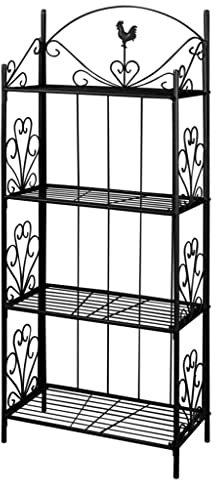 Makastle Pflanzenregal Metall 4-stufig, Pflanzentreppe Blumenbank Gartenregal Blumentreppe Verzierung, Antik Stil, schwarz 61,5 x 33 x 153 cm
