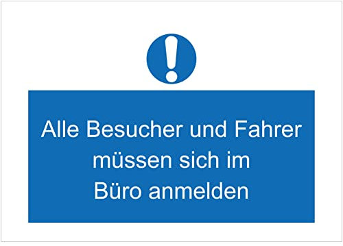 Indigos UG - Schild Besucher Büro anmelden - 600x400 mm - Hotel, Firma, Schutz, Kita, Arzt, Praxis - Sicherheit - Warnung - Aluverbundplatte 3mm, Wohnung - Hinweisschild - Warnschild