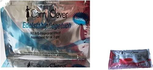 Conny Clever Edelstahlreiniger mit Microfaser Reinigungstuch ausreichend für ca. 30 qm Edelstahlfläche 10 Tücher +