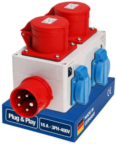 KlingerBorn Einschaltautomatik 3Ph-400V – mit CCE-Kragenstecker | Feste Verzögerungszeiten – verhindert gleichzeitigen Anlauf von zwei Antrieben – automatischer Anlauf der Absaugung