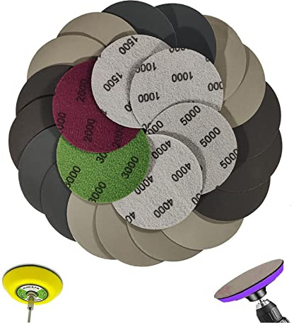 24 Stück Schleifpapier 80mm Klett, Runde Schleifscheiben 1000/1500/2000/3000/4000/5000 Grits, Nasse Trockene Exzenterschleifer Schleifpapier für Metall Holz