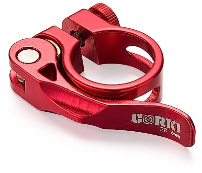 Corki Cycles Einstellbare Schnellspanner Fahrrad Sattelstützenklemme 28,6mm - Aluminiumlegierung Rot KC89