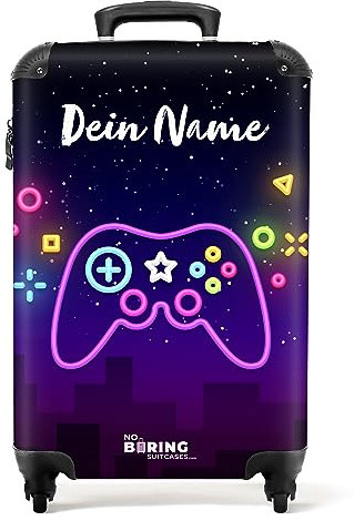 NoBoringSuitcases.com® Koffer personalisiert, Kinderkoffer - 55x40x20cm Handgepäck Trolley, Koffer für Kinder - Kindertrolley - Gaming-Controller - Leicht - Koffer mit Namen Initialen