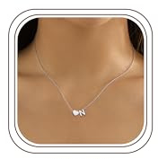 LOLIAS Collar Personalizado Corazón Plata Acero Inoxidable Colgante Letra Corazón Pequeño Regalos para Mujeres Niñas