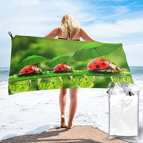 AAPIKA Lustiges Mikrofaser-Badetuch mit Regenschirmen, bedruckt, 140 x 70 cm, ultrafein, schnell trocknend, saugfähiges Reisehandtuch