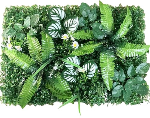 Panneaux muraux de plantes artificielles 40,6 x 61 cm, mur d'herbe réaliste et vibrant, mur décoratif qui ne se décolore pas, mur végétal dense pour centre commercial intérieur et extérieur, 1.