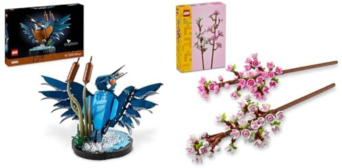 LEGO Icons Le Martin-pêcheur, Kit de Maquette pour Adultes Amoureux des Oiseaux et de l'Ornithologie & Creator Les Fleurs de Cerisier, Fleurs Artificielles, Décoration de Pâques pour Chambre