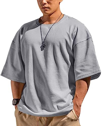 Herren Basic Langarmshirts Waffel Sweatshirt Lockere Trainieren | muskelbetontes Sweatshirt,Fitness Kapuzenpullover, athletische Langarmshirts Bodybuilding,Thermoshirts，Rundhalsausschnitt