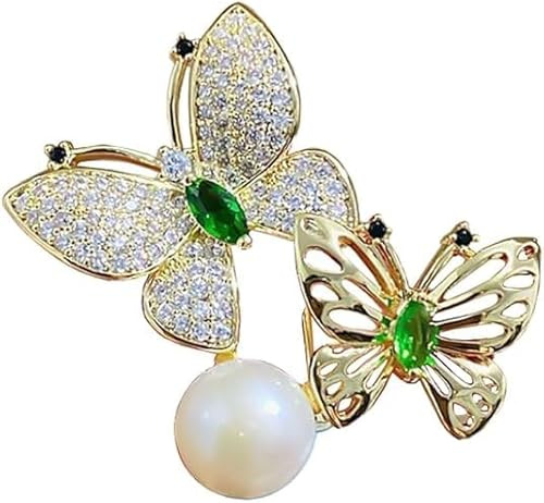 Doppelte Schmetterling Perlen Brosche Strass Kristall Schmetterling Anstecknadel Insekt Abzeichen Pin Frauen Brosche Pin Schmuck Zubehör Geschenk