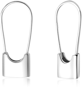 CHIC & ARTSY 925 Sterling Silber Punk Sicherheitsnadel für Frauen Büroklammer Ohrringe für Frauen