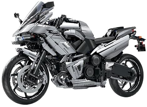 Tirff Technik Motorrad Bausteine für Kawasaki, 1973 Klemmbausteine 1:5 Supermotorrad Modell Technik Rennen Motorrad Geländemotorrad Bausatz