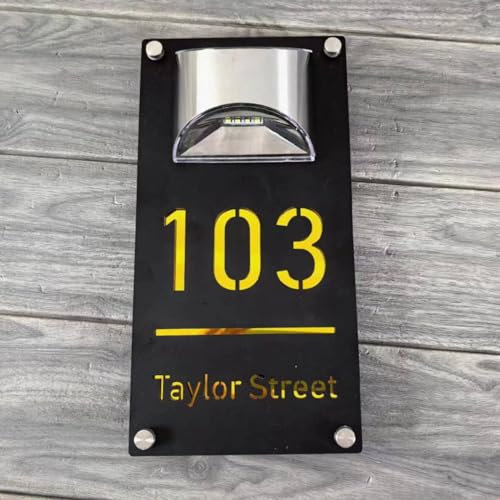 Panneau De Numéro De Maison Solaire 3d Personnalisé Plaque De Maison Adresse Personnalisée Numéro De Maison Et Nom Plaque De Maison Moderne En Acrylique Lumineuse à LED Pour Extérieur Personnalisable
