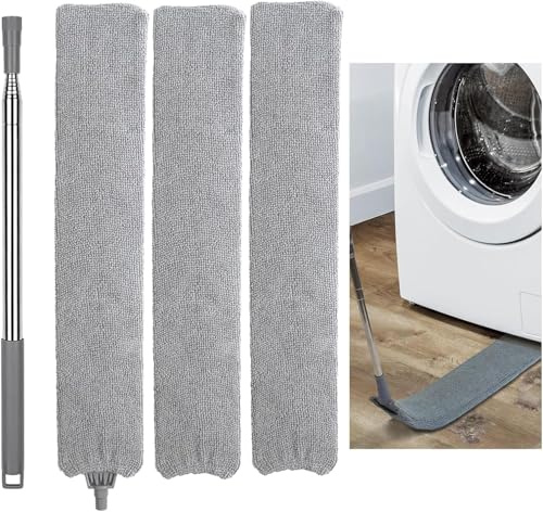 Einziehbarer Spalt-Staubreiniger, Gap dust Cleaner, Ausziehbares Staubreinigungsartefakt, mit Edelstahl Teleskop Stange, Einziehbarer Spalt-Staubreiniger mit 2 Abwaschbaren Tüchern, für Schlafsofa