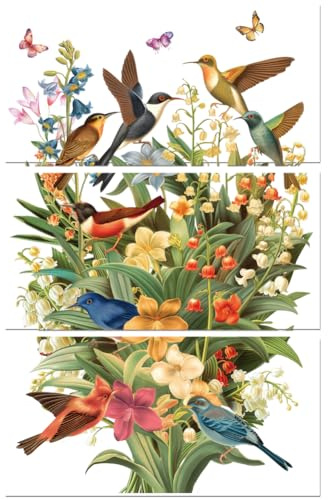 Peacoblue Lily Hummingbird Rub On Transfers for Furniture 6x12 | 3PCS Waterproof UV DTF Transfers, Easy Rub On Decals for Furniture, Wood, Glass, Porcelain & Decor Projects